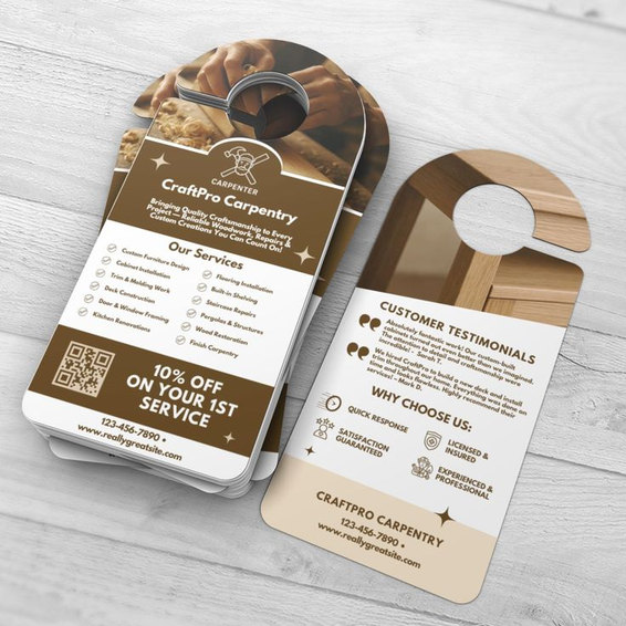 Die-cut door hangers printed at Baldwin Graphics