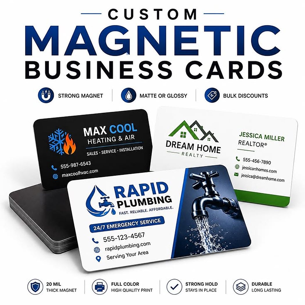 Magnetic business cards printed at Baldwin Graphics