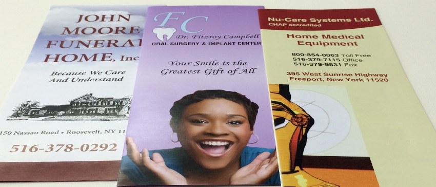 Folded brochures printed at Baldwin Graphics